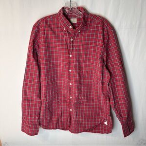 J. Crew Men’s Red White PlaidCasual Button Down Shirt 100% Cotton Size M-15-15.5